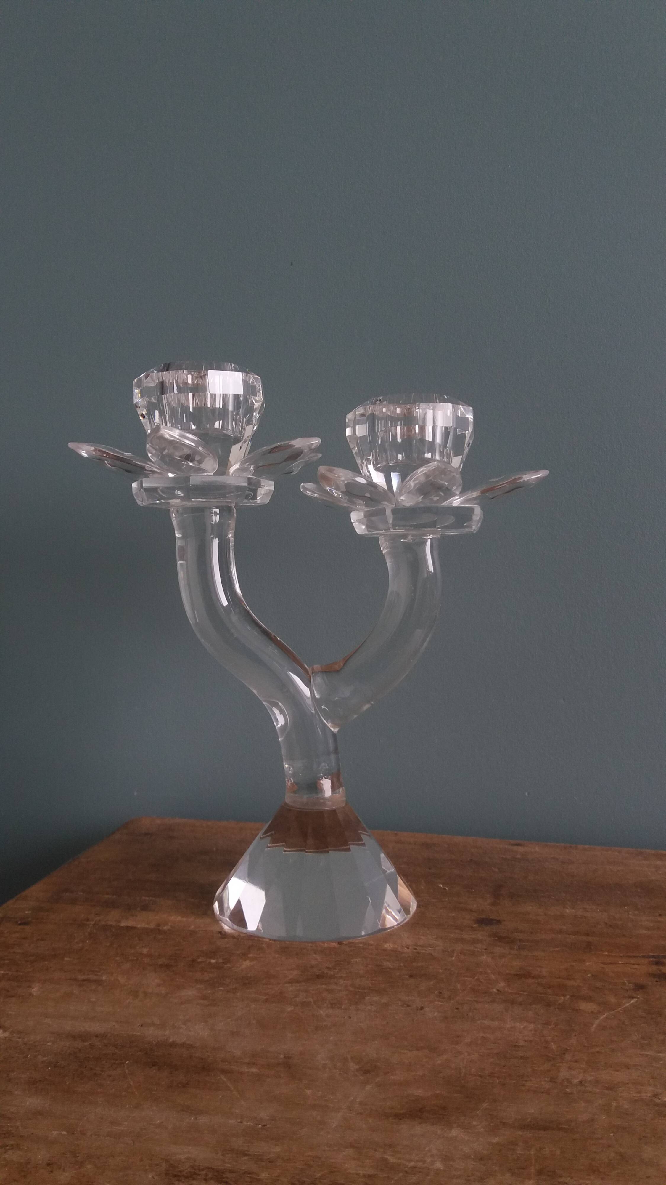 Chandelier candle holder flower in handcrafted cut crystal