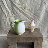 Mini vase with stylised flowers in green and yellow roses, H15.5.