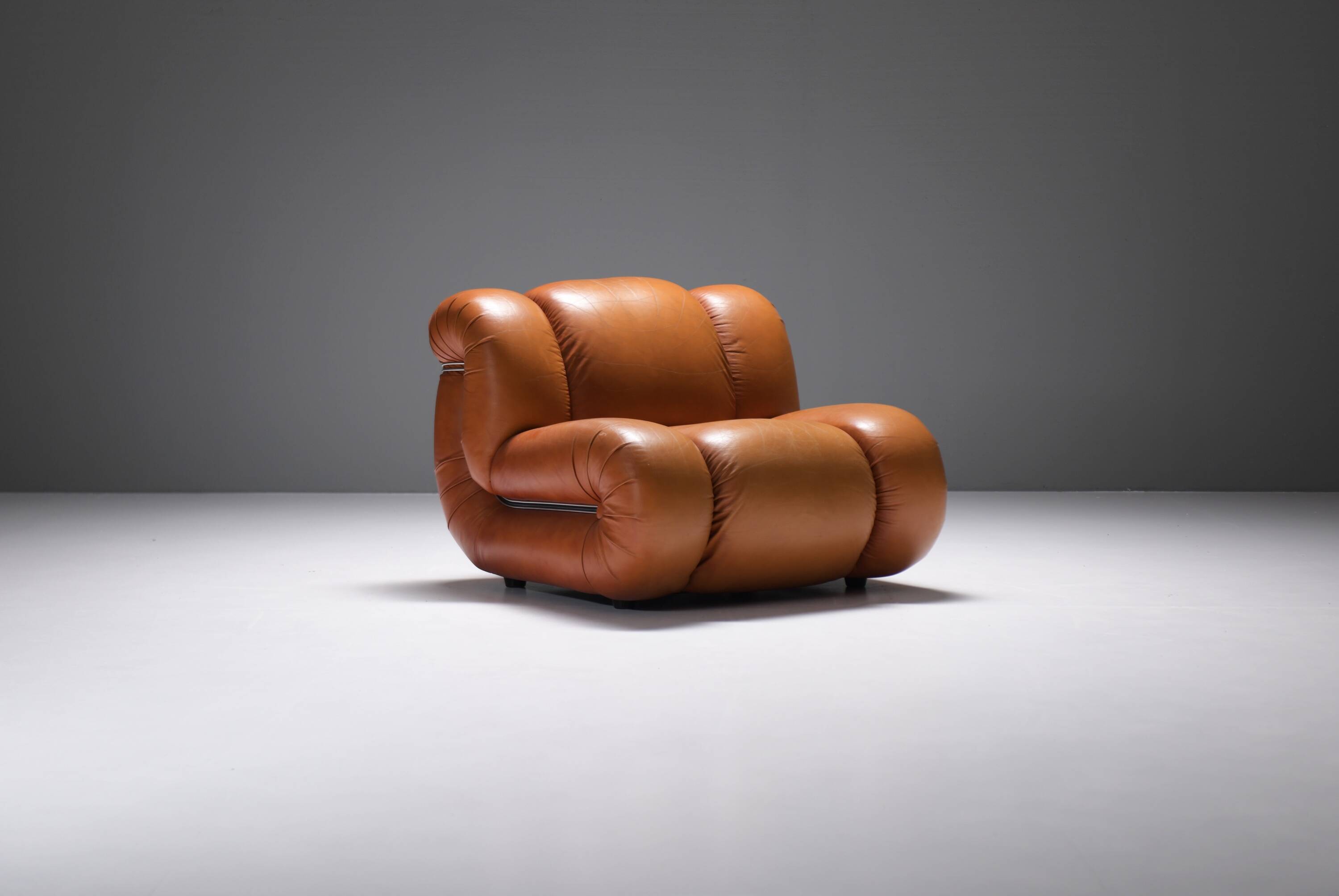 Velasquez Vintage Lounge Chair in Cognac Leather by Mimo Padova Italy