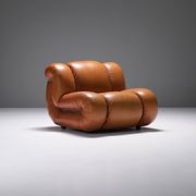 Velasquez Vintage Lounge Chair in Cognac Leather by Mimo Padova Italy