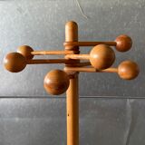 1960s Scandinavian design pine wood free standing coat rack