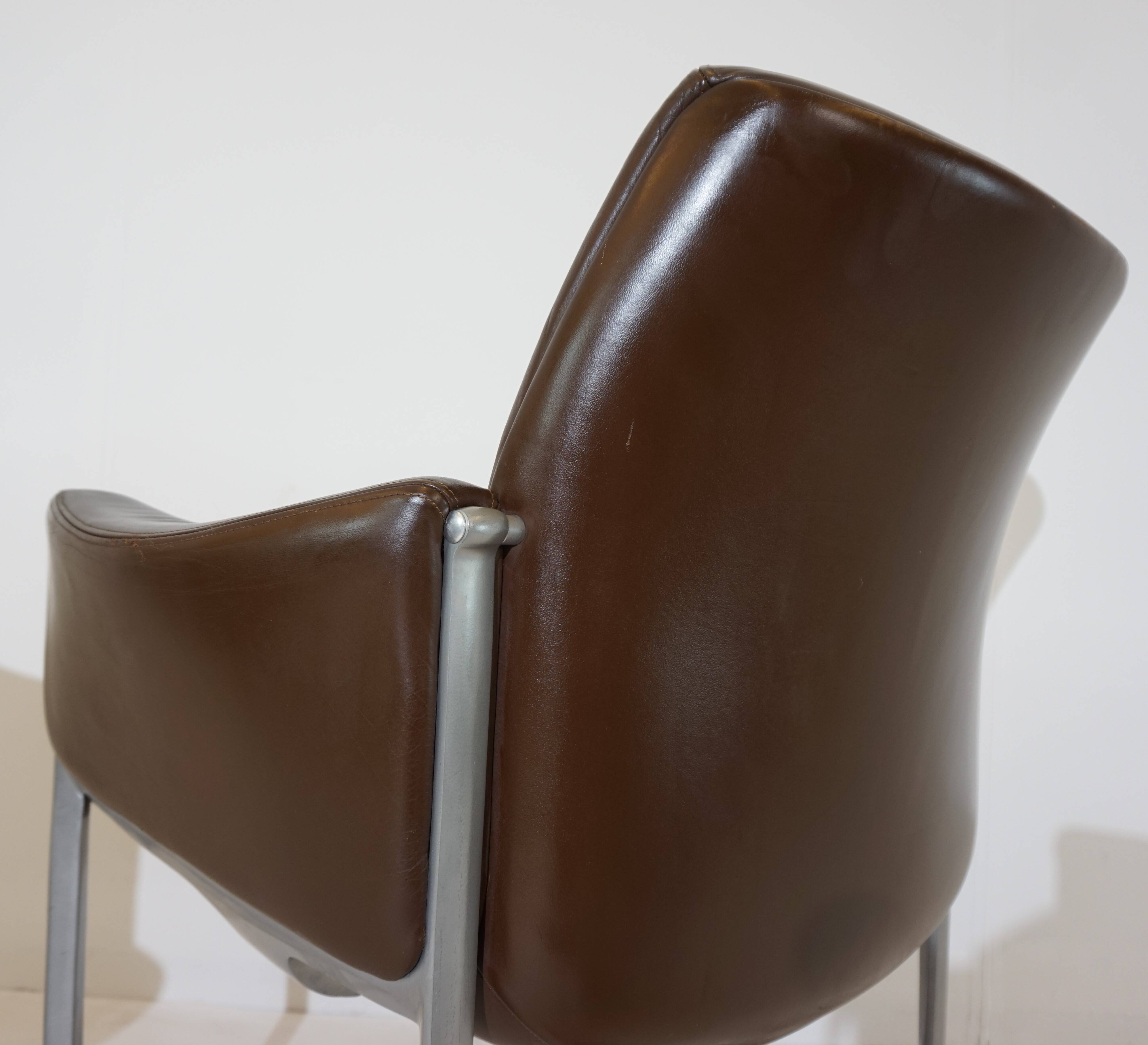 Röder Söhne Set of 3 leather office/dining room chairs by Miller Borgsen