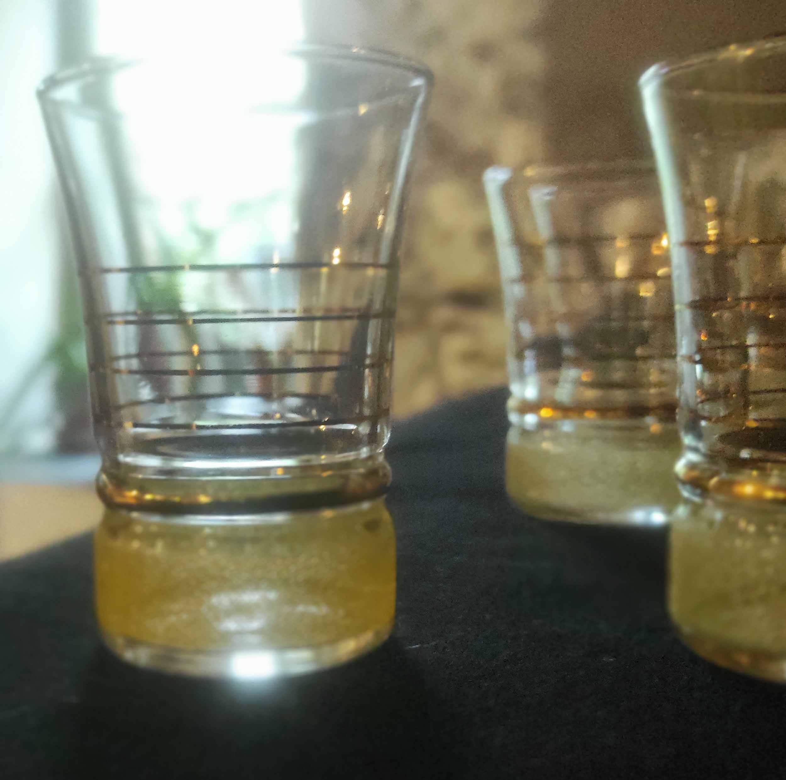 12 granite glasses, 50s