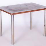 Original Bauhaus Walnut Table, Original Condition, Revived Polish, Czech, 1930s