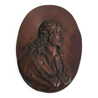 Bronze plaque, Jesus in profile