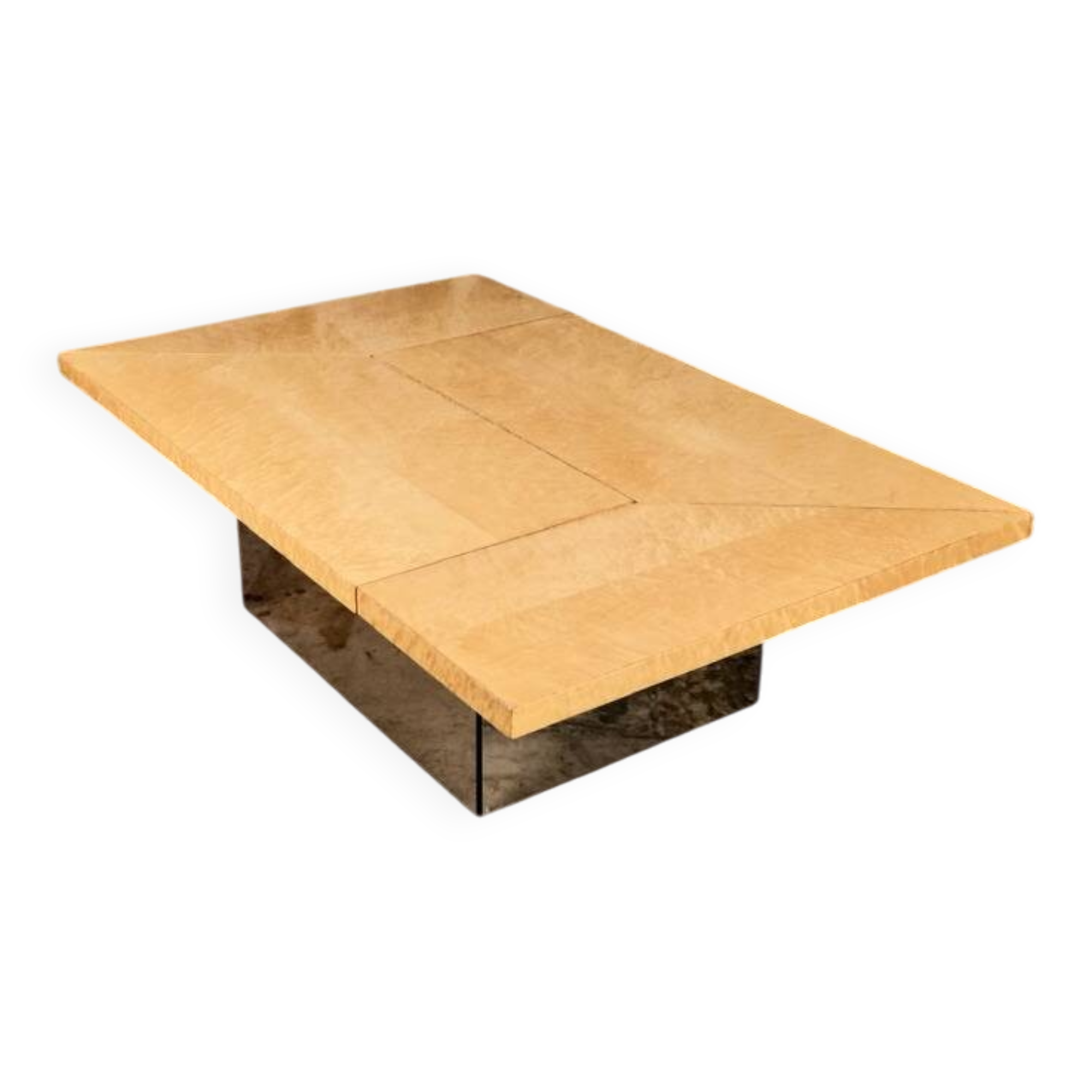 Ash burl bar coffee table, Paul Michel for Roche Bobois, 1980s