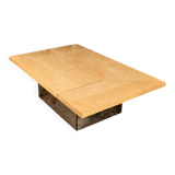 Ash burl bar coffee table, Paul Michel for Roche Bobois, 1980s