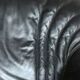 Vintage black leather sofa