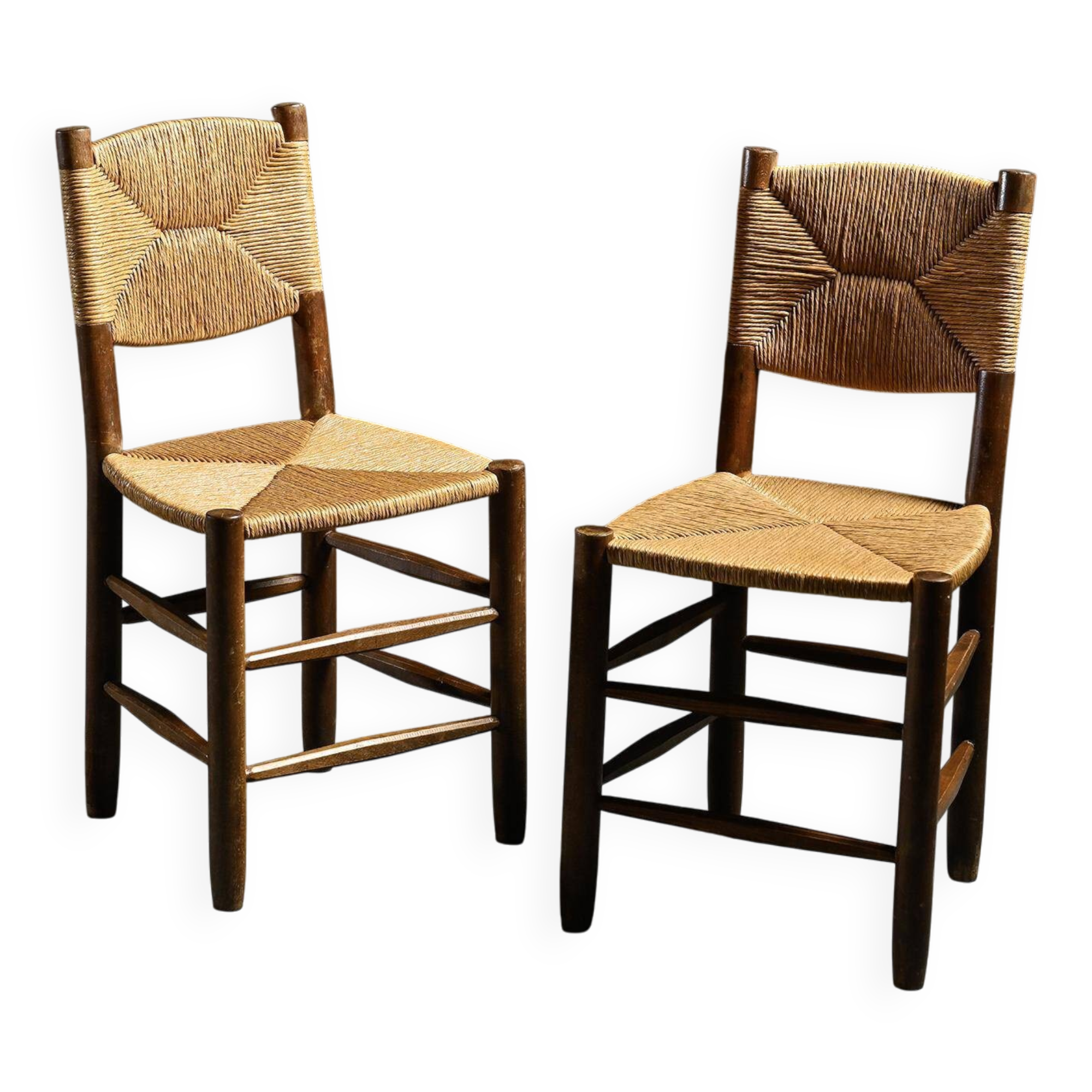 Paire de chaises modèle Bauche par Charlotte Perriand, circa 1950
