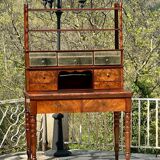19th century flamed mahogany stepped desk