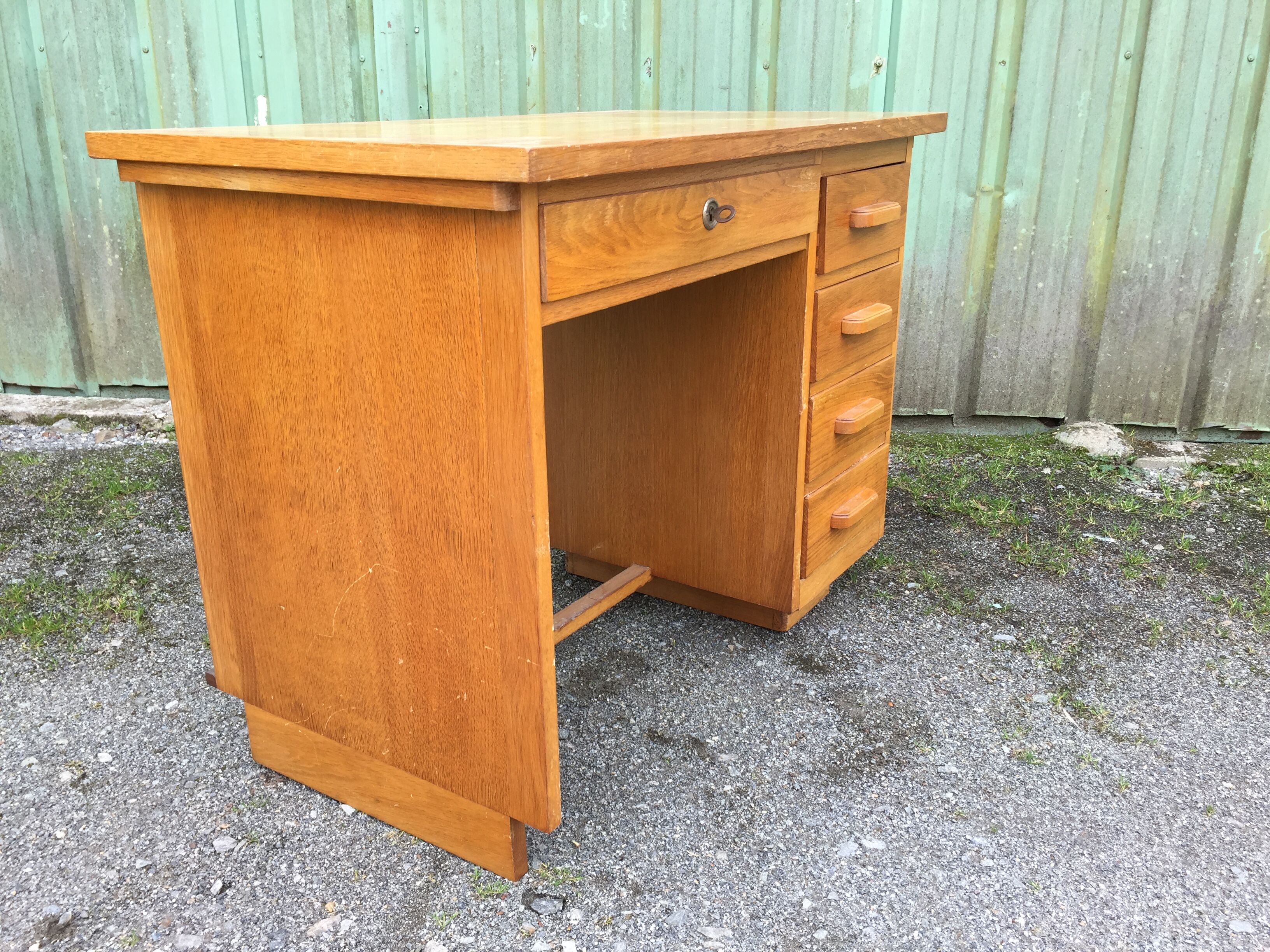 Vintage desk with 5 oak drawers