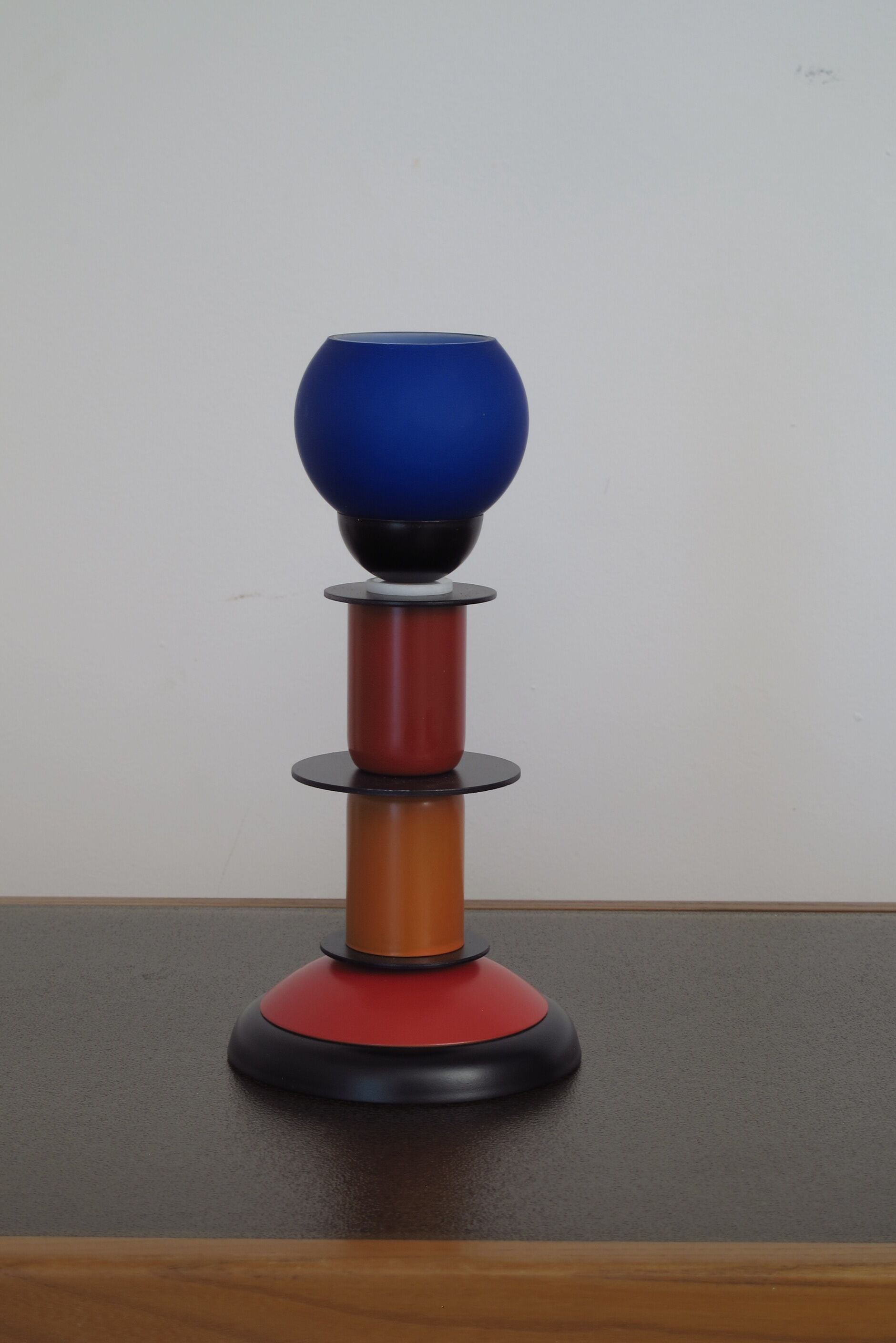 Pair of bedside lamps 1980 blue glass