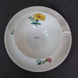 6 cups and sub-cups NBD Limoges illuminated by hand, floral patterns