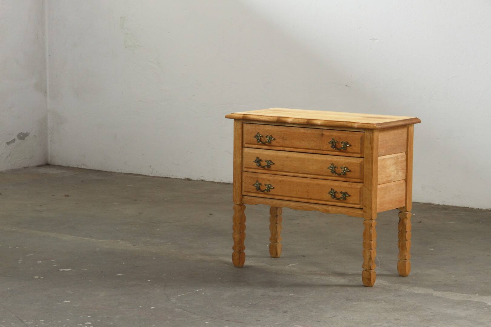 Vintage 1960s Danish three-drawer Oak Side Table, Henning Kjærnulf style