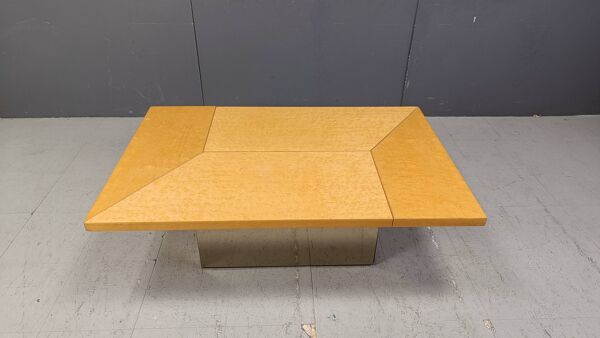 Table basse vintage en frêne par Paul Michel, années 1970