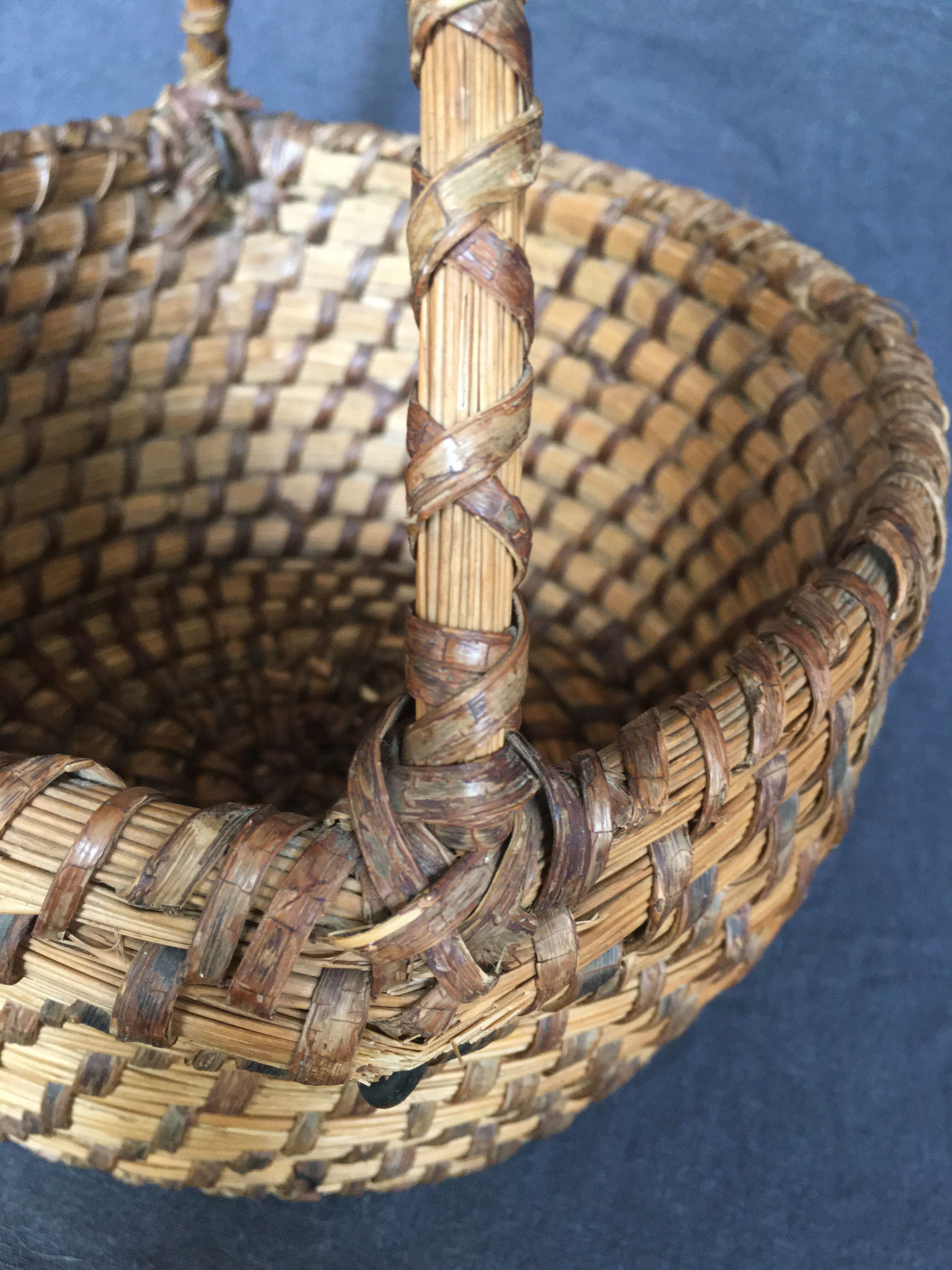 Woven straw handle basket