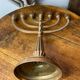 Menorah, seven-branched candlestick, in brass