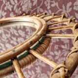 Vintage 70s rattan sun mirror