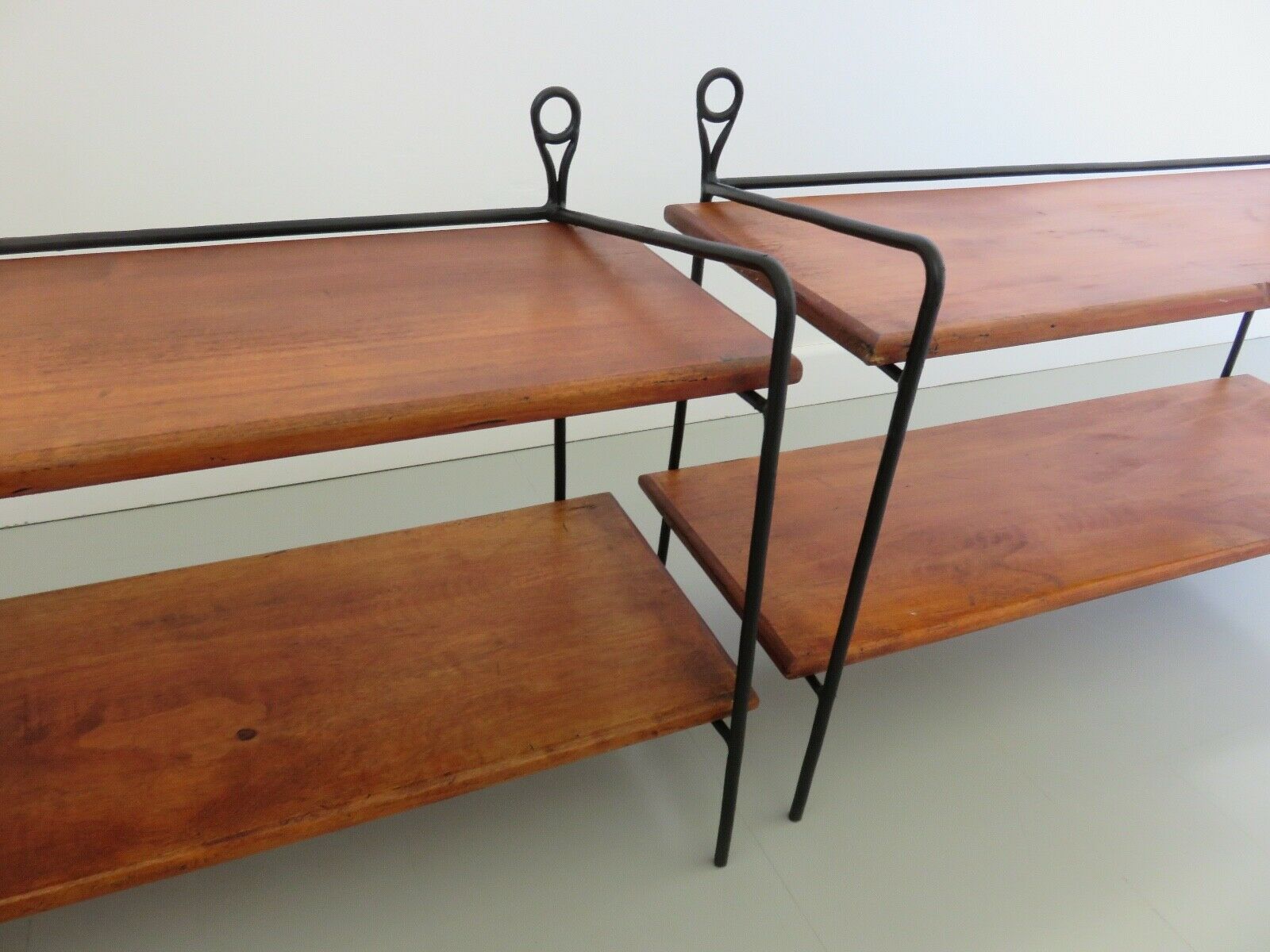 Scandinavian wood and metal shelf 60s 70s