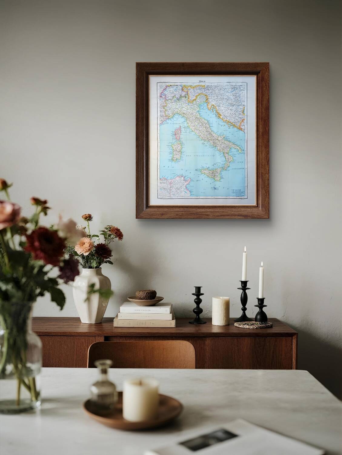 Italy, original map printed in 1907.