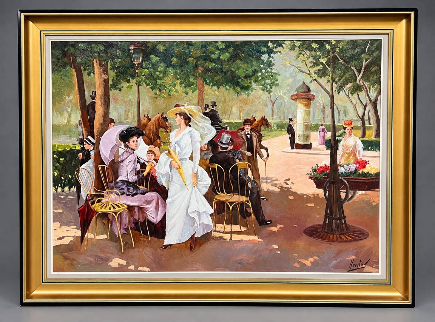 "In the park" Belgian oil painting signed.