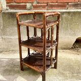 Vintage rattan and bamboo shelf cabinet - 3 trays