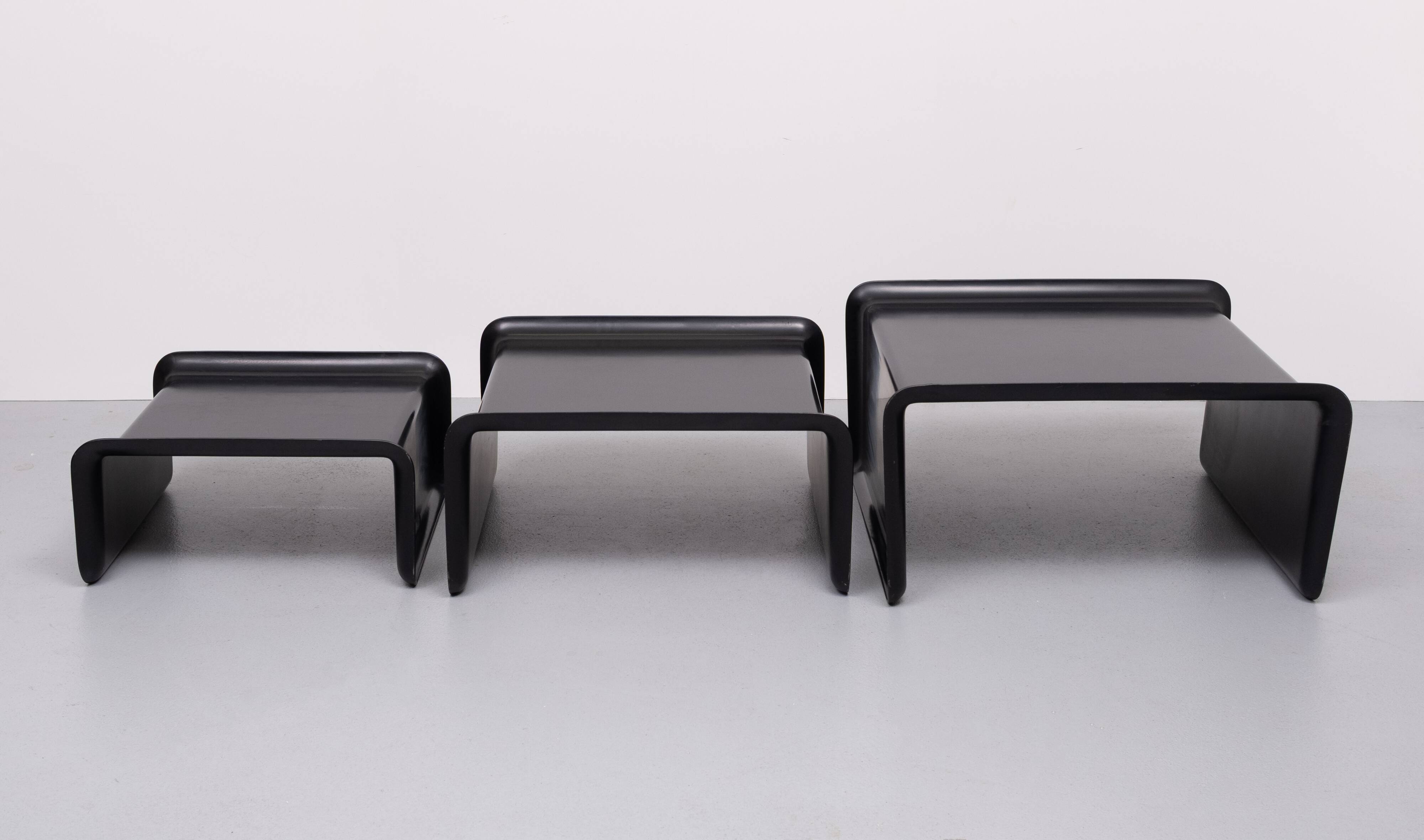 Rosenthal Large Black Fiberglass nesting tables 1970s Germany
