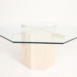 Table basse en travertin 1970s Italie, Artedi
