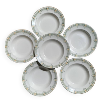 6 assiettes creuses Longwy - Circa 1910