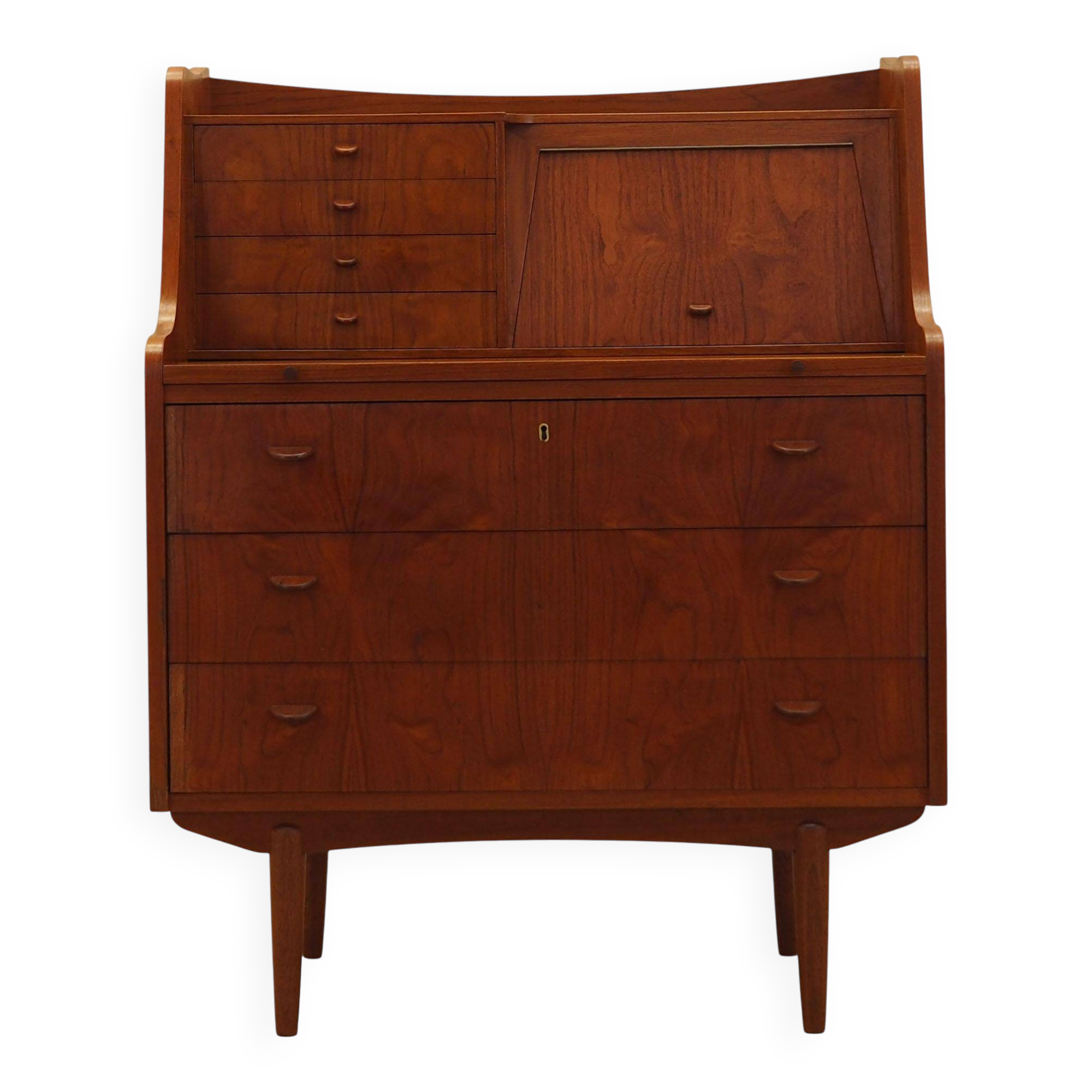 Bureau secrétaire en teck, design danois, années 1970, fabricant : AG Spejl Kobberbes