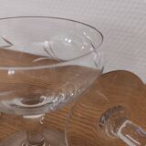Set of 7 vintage engraved champagne glasses