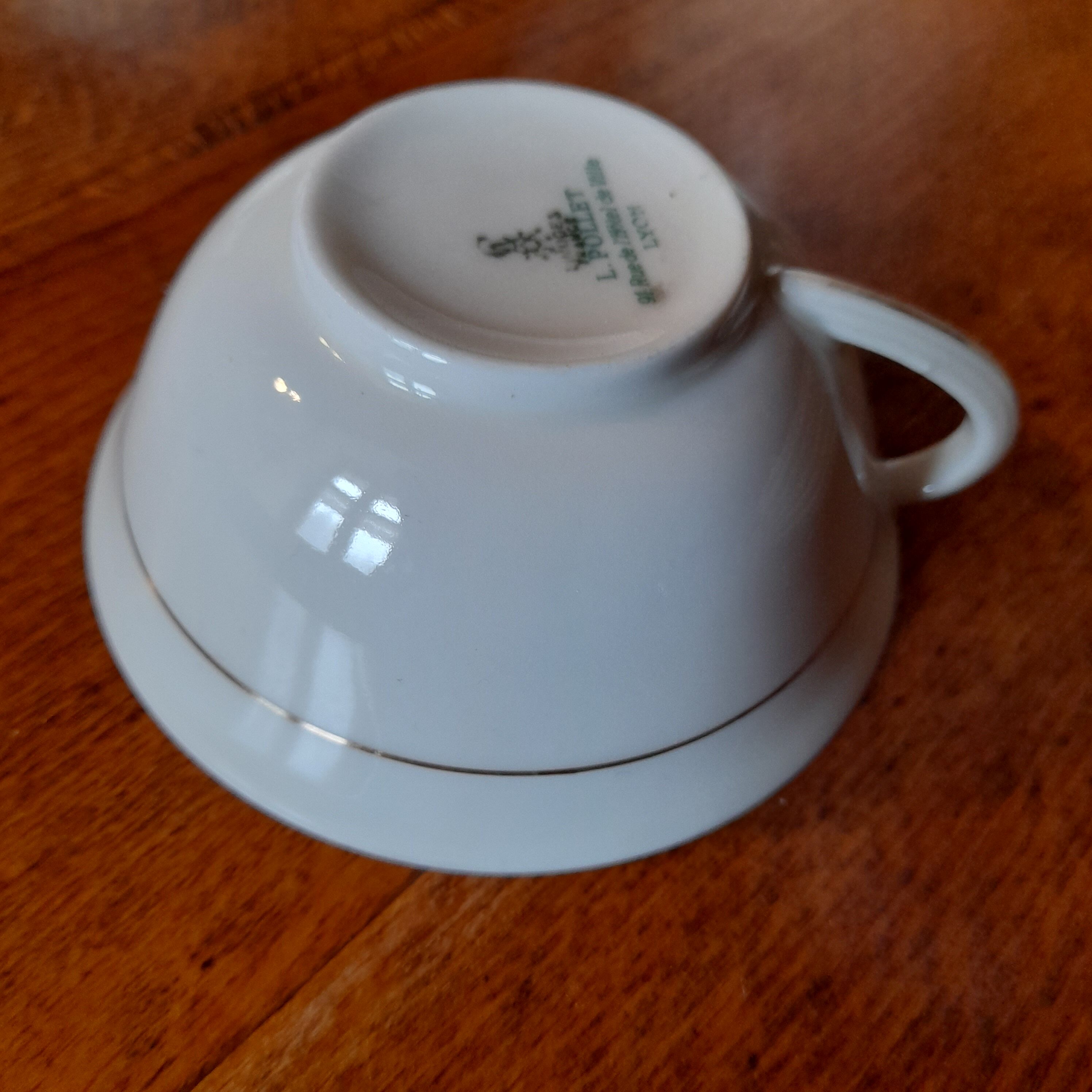 6 cups tea porcelain limoges L.Pollet lyon 40s