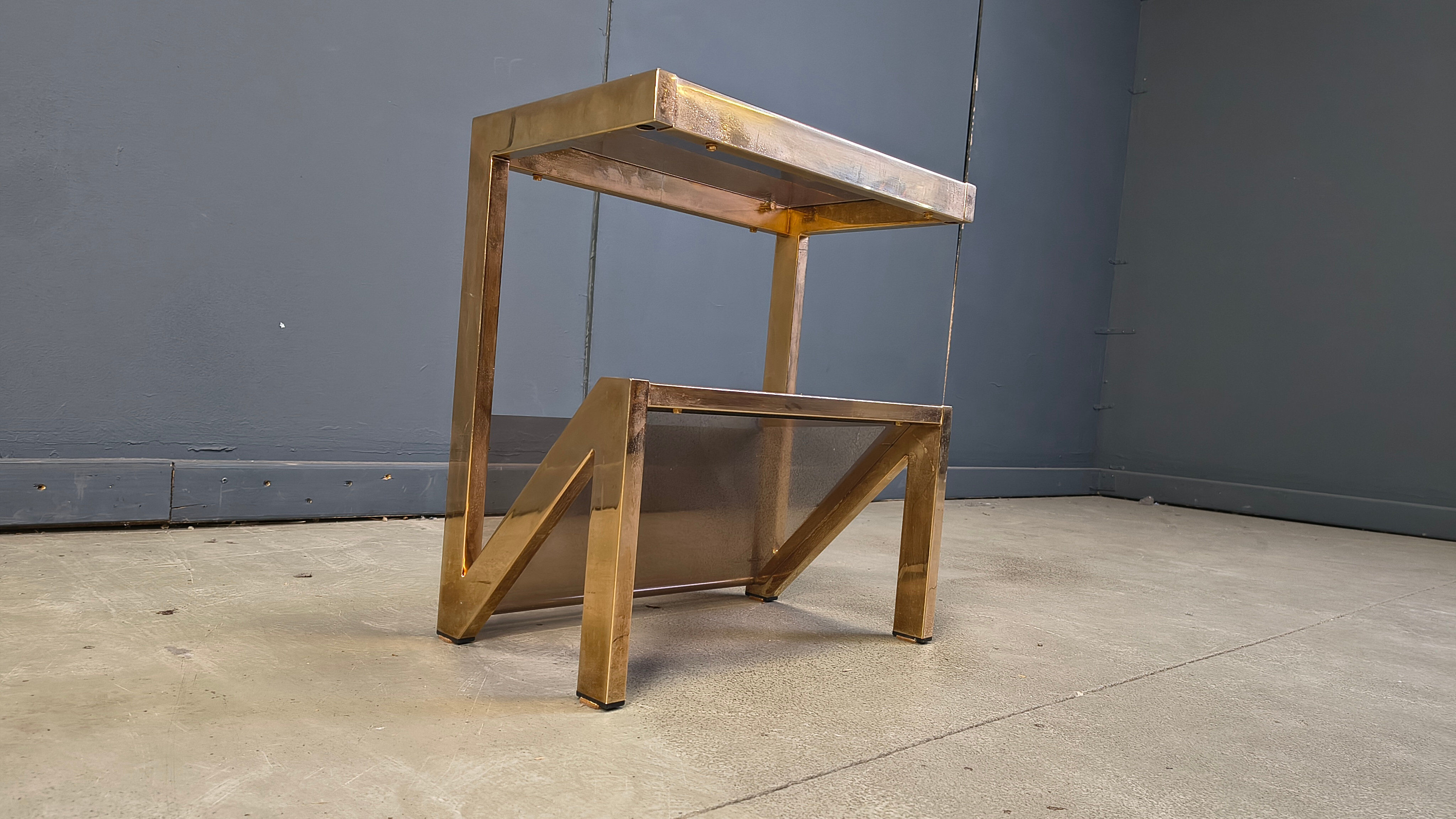 Brass magazine rack by Belgochrom, 1970s