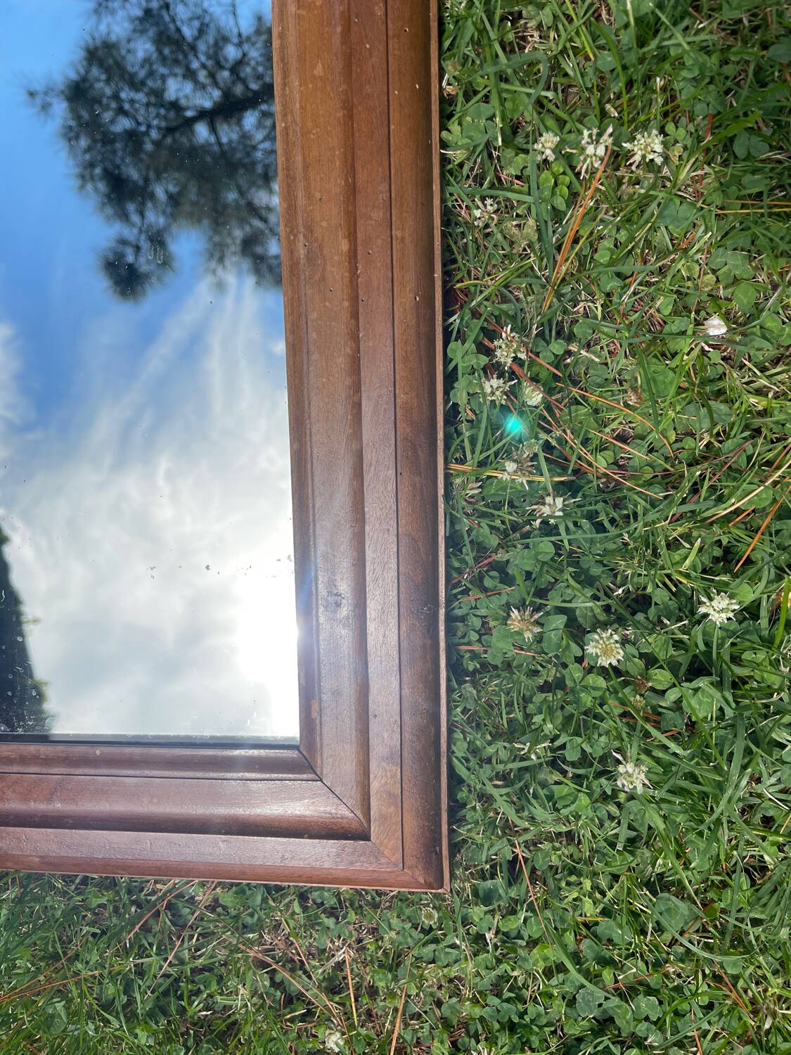Antique solid wood mirror