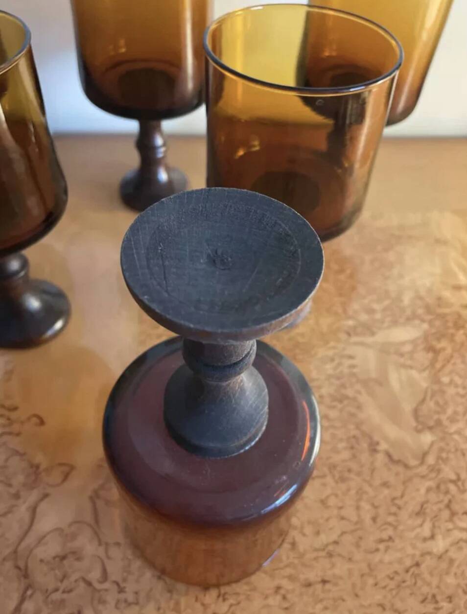 Lot de verres pieds en bois