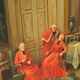 Signed Antique French Oil Painting – Cardinals in Luxurious Setting, 19th C