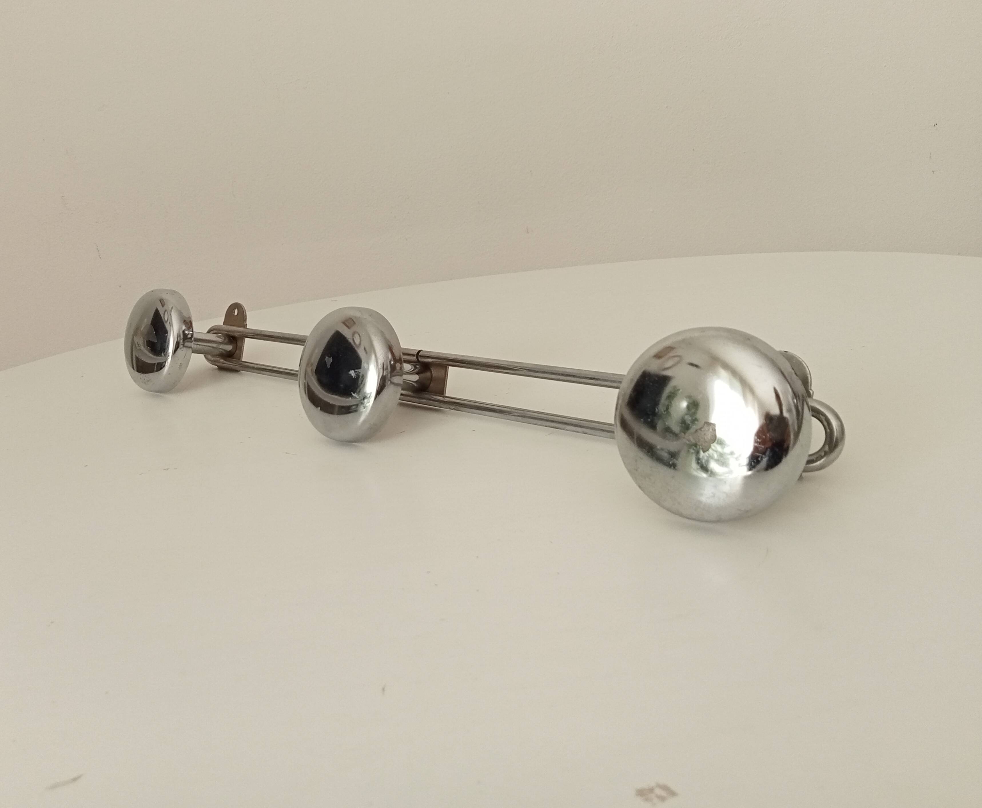 Vintage chrome wall coat rack from the 70s