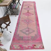 3x12 Pink Persian Vintage Runner Rug, 92x355Cm SK 18193
