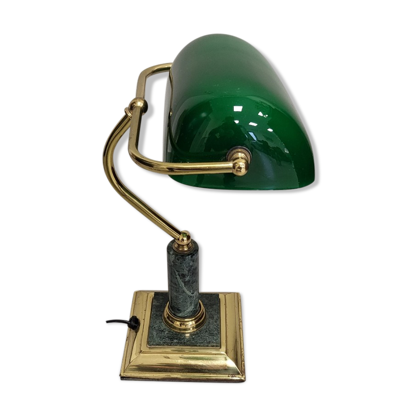 Lampe banquier de bureau marbre vert