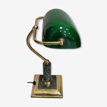 Lampe banquier de bureau marbre vert