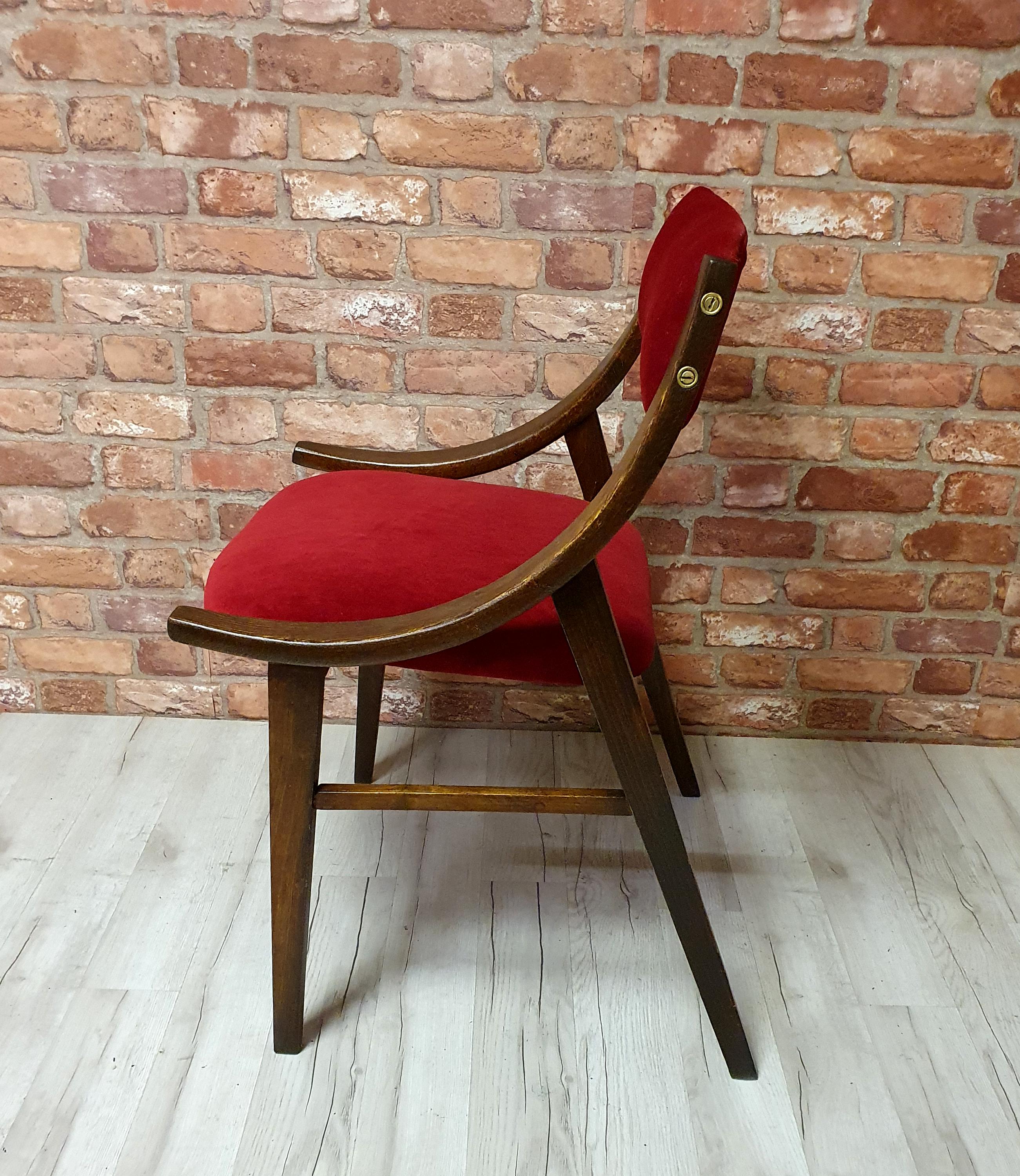 Chair GFM-57 "Jumper" designed by J. Kędziorek, Poland 1960s, red