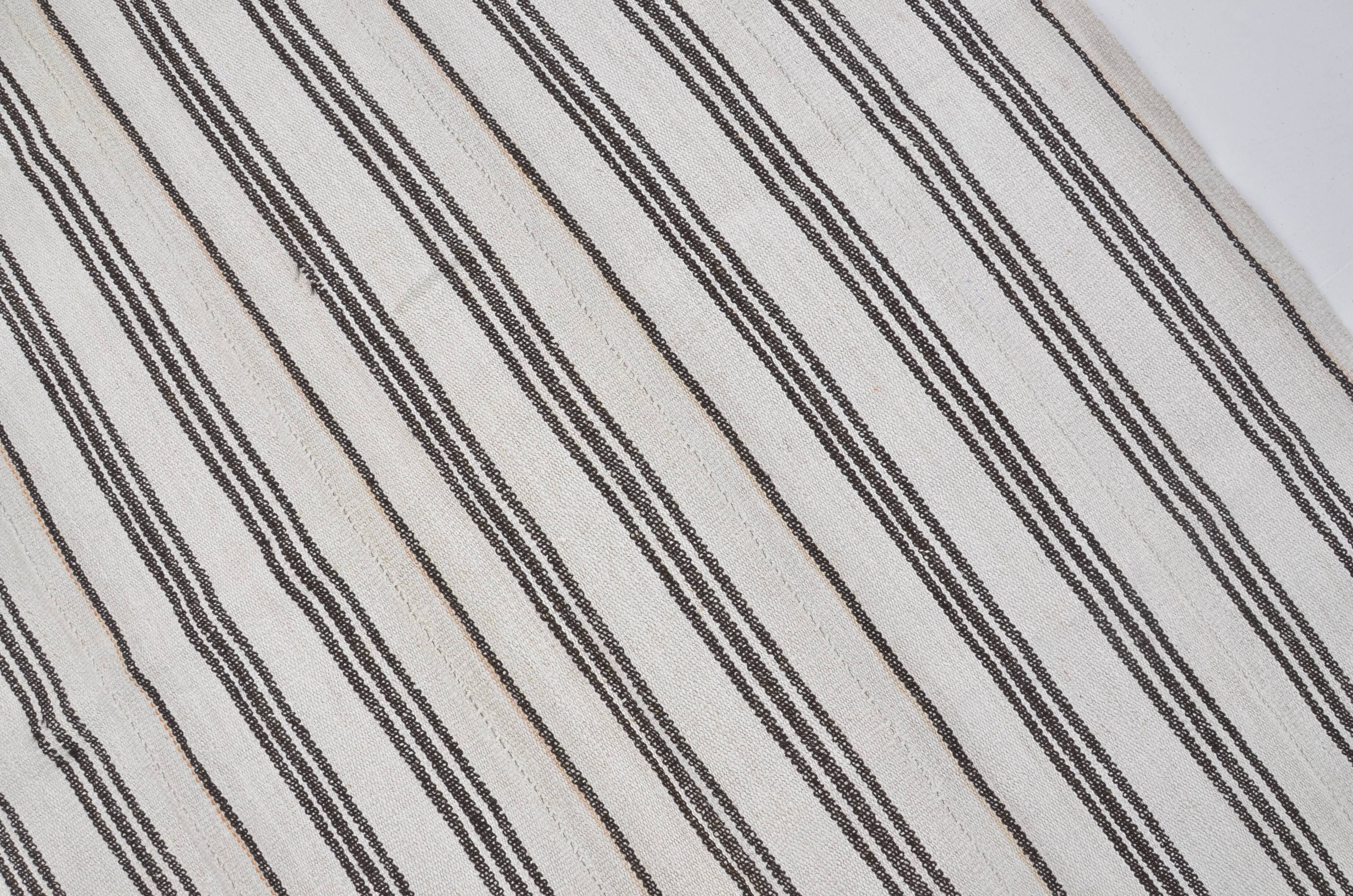 Vintage Anatolian Striped Hemp Kilim Rug, Reference 3665