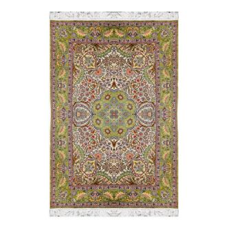 Pure silk Egyptian oriental carpet - : 1.50 X 2.20 meters. Handmade - silk on silk