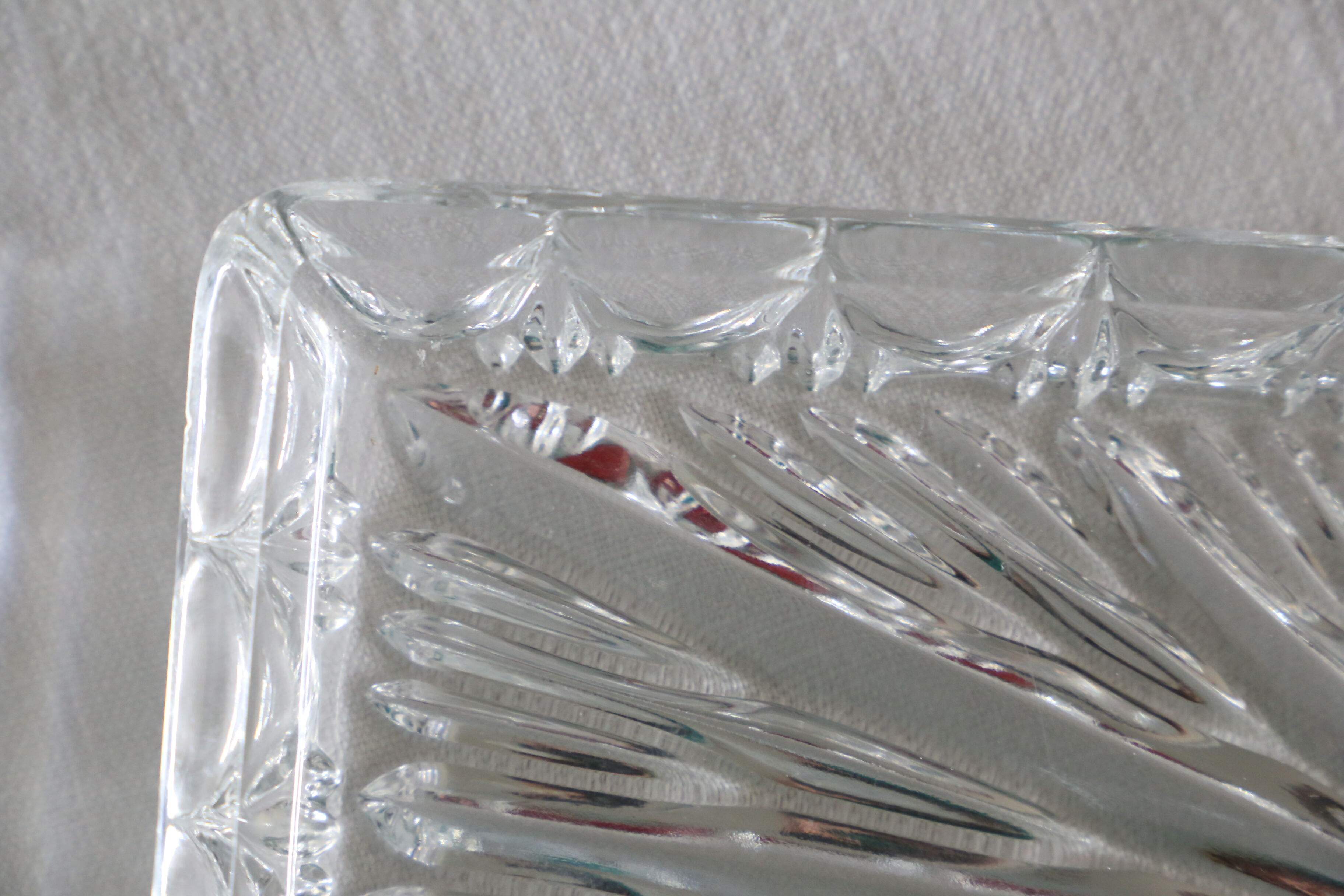 Rectangular glass dish, moulded glass, art deco