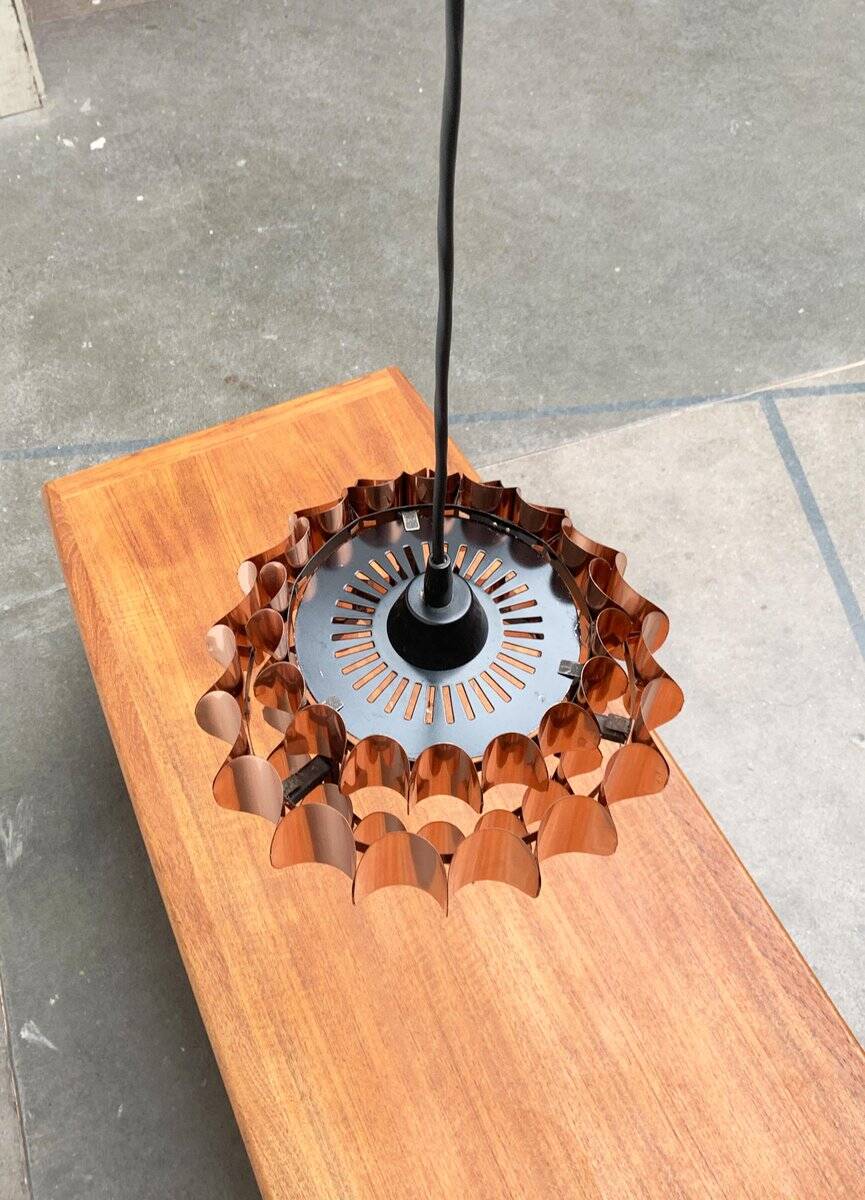 Copper pendant lamp Swiss type 810 modern mid-century by Hans Zender for Temde