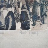 Old lithograph signed Claude Micaud