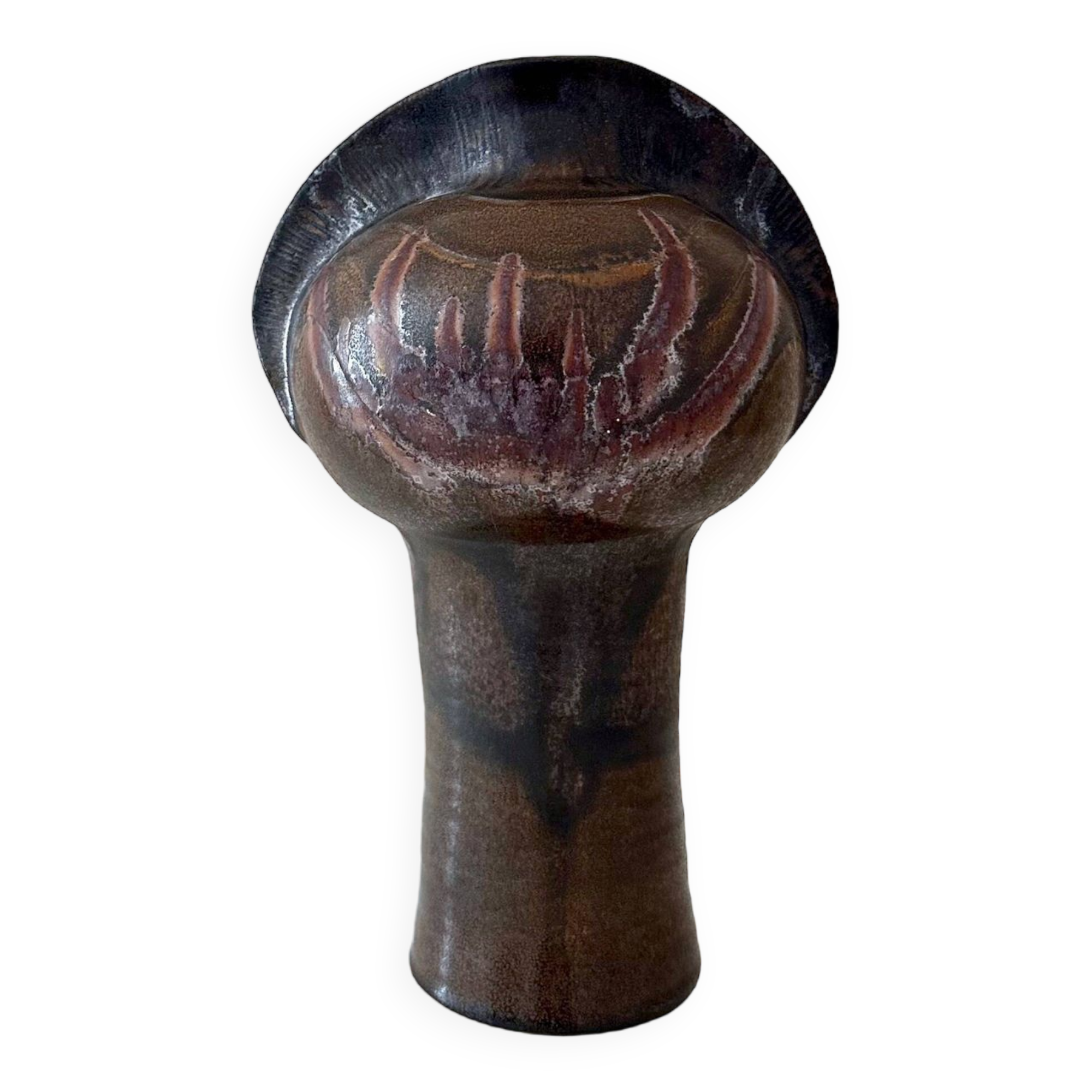 Fritz van Daalen studio ceramic, Mid Century ceramic, sculptural vase