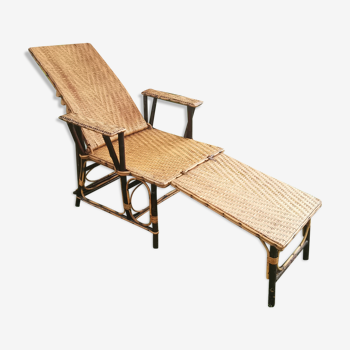 Chaise longue en rotin