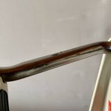 Vintage cosco step stool chair in chrome steel and white skai