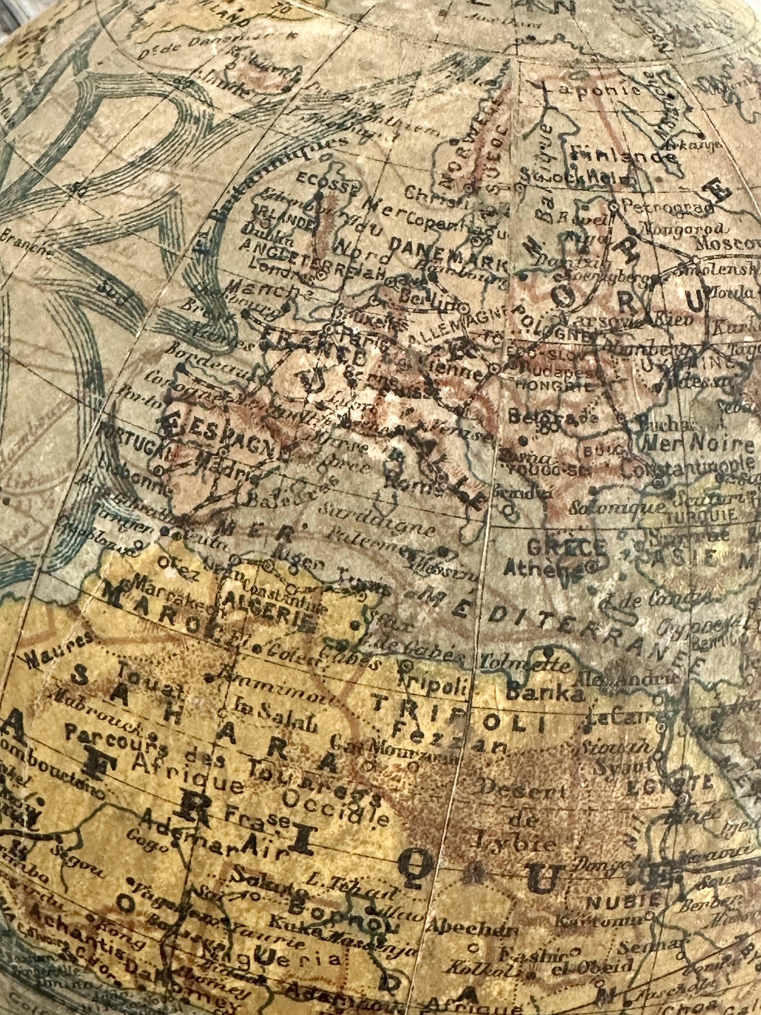 Terrestrial globe j. forest, geographical publisher in paris - early 20th century